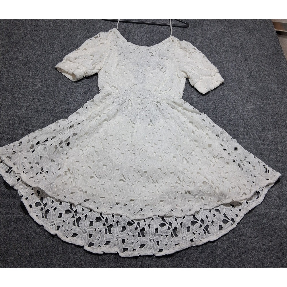 LULU'S White Lace Cutout Mini Skater Dress Size Small